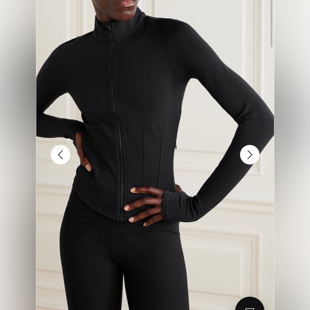 NWT Alo Yoga Airbrush Corset Full Zip Jacket Size Small Black Athleisure - Picture 4 of 14
